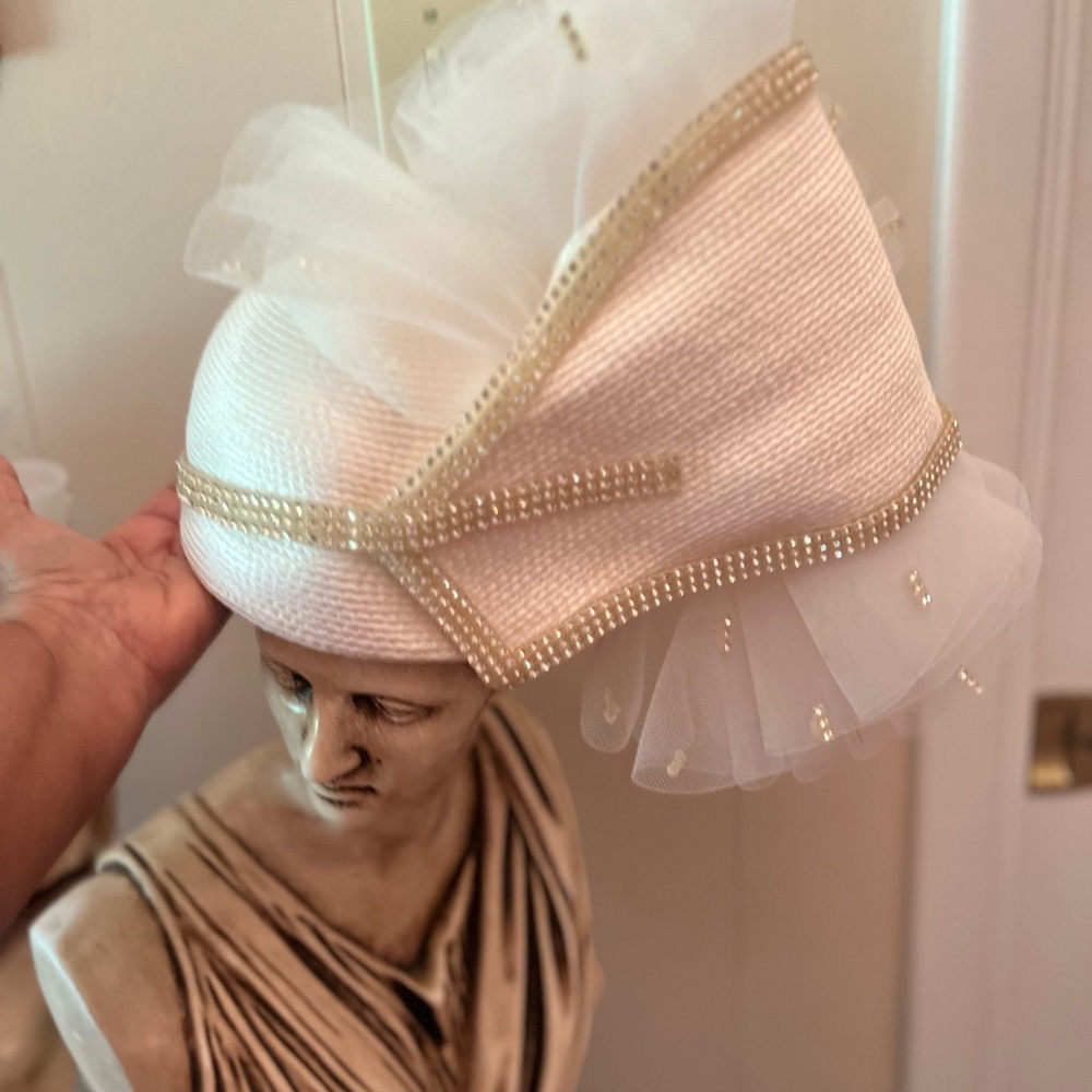 Chic White and Gold Women's Hat